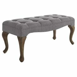 Best deal ⭐ Pemberly Row Cabriolet Linen Nailhead Bedroom Bench In Washed Gray 🛒