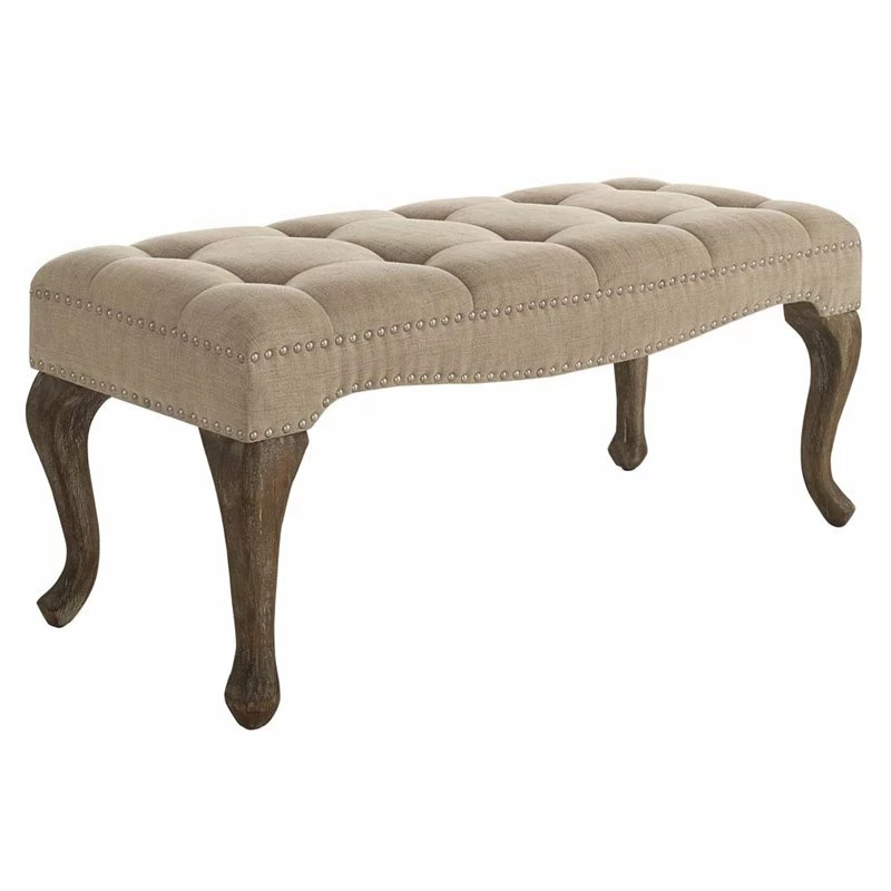 Promo π Pemberly Row Cabriolet Linen Nailhead Bedroom Bench In Washed Natural π 1 Promo π Pemberly Row Cabriolet Linen Nailhead Bedroom Bench In Washed Natural π