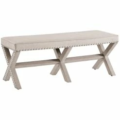 Best reviews of β€οΈ Home Fare Beige Upholstered 'X' Base Bed Bench π―