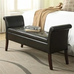 Promo 😍 Pemberly Row Storage Bench In Rich Espresso ⭐ -Bedroom Benches Store 1821673 2 L