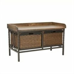 Promo ❤️ Hawthorne Collections Hawthorne Collection Elm Wood Storage Bench In Pewter And Ash 🤩