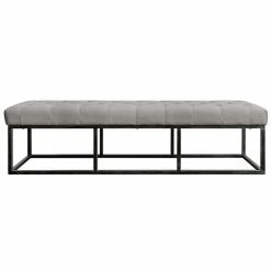 Cheapest 🥰 Natural Greige Tufted Upholstered Bedroom Bench In Pearl Gray ❤️ -Bedroom Benches Store 1845123 2 L