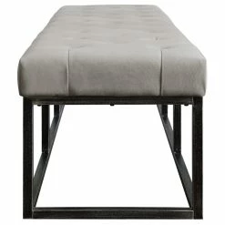 Cheapest 🥰 Natural Greige Tufted Upholstered Bedroom Bench In Pearl Gray ❤️ -Bedroom Benches Store 1845123 3 L