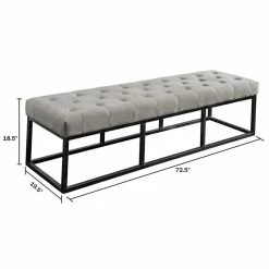 Cheapest 🥰 Natural Greige Tufted Upholstered Bedroom Bench In Pearl Gray ❤️ -Bedroom Benches Store 1845123 4 L