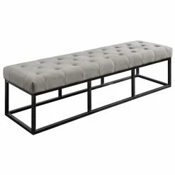 Cheapest 🥰 Natural Greige Tufted Upholstered Bedroom Bench In Pearl Gray ❤️