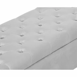 Discount 😍 Elle Décor Elle Decor Collette Tufted Storage Bench In French Pearl Gray Velvet 👍 -Bedroom Benches Store 1845384 12 L