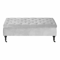 Discount 😍 Elle Décor Elle Decor Collette Tufted Storage Bench In French Pearl Gray Velvet 👍 -Bedroom Benches Store 1845384 16 L
