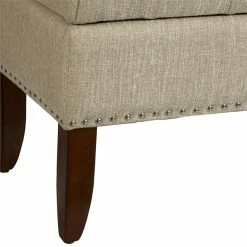 Budget ⌛ Beaumont Lane Tufted Storage Bench In Neutral Cream 🔔 -Bedroom Benches Store 1847747 3 L