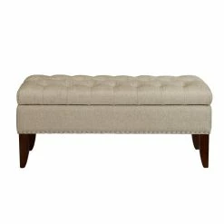 Budget ⌛ Beaumont Lane Tufted Storage Bench In Neutral Cream 🔔 -Bedroom Benches Store 1847747 4 L