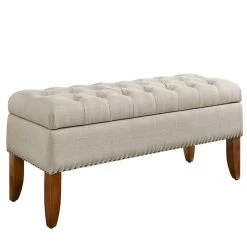 Cheap 🛒 Beaumont Lane Tufted Storage Bench In Cream ✔️ -Bedroom Benches Store 1847748 5 L