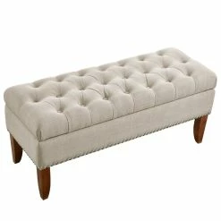 Cheap 🛒 Beaumont Lane Tufted Storage Bench In Cream ✔️ -Bedroom Benches Store 1847748 7 L