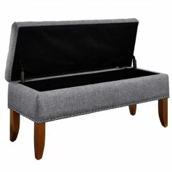 Brand new ✨ Beaumont Lane Tufted Storage Bench In Gray 🛒 -Bedroom Benches Store 1847749 6 L