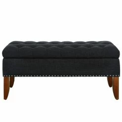 Hot Sale 🛒 Beaumont Lane Tufted Storage Bench In Charcoal Black 😀 -Bedroom Benches Store 1847750 4 L