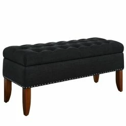Hot Sale 🛒 Beaumont Lane Tufted Storage Bench In Charcoal Black 😀 -Bedroom Benches Store 1847750 5 L