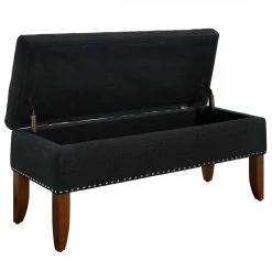 Hot Sale 🛒 Beaumont Lane Tufted Storage Bench In Charcoal Black 😀 -Bedroom Benches Store 1847750 6 L