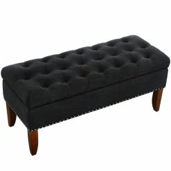 Hot Sale 🛒 Beaumont Lane Tufted Storage Bench In Charcoal Black 😀 -Bedroom Benches Store 1847750 7 L