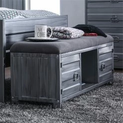 Best reviews of ✔️ Furniture Of America Hazier Industrial Metal Bench In Hand-Brushed Silver 🧨 -Bedroom Benches Store 1866570 3 L