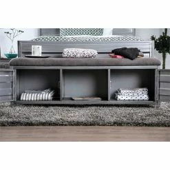 Best reviews of ✔️ Furniture Of America Hazier Industrial Metal Bench In Hand-Brushed Silver 🧨 -Bedroom Benches Store 1866570 4 L