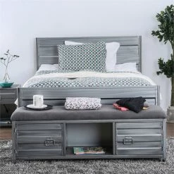 Best reviews of ✔️ Furniture Of America Hazier Industrial Metal Bench In Hand-Brushed Silver 🧨 -Bedroom Benches Store 1866570 6 L