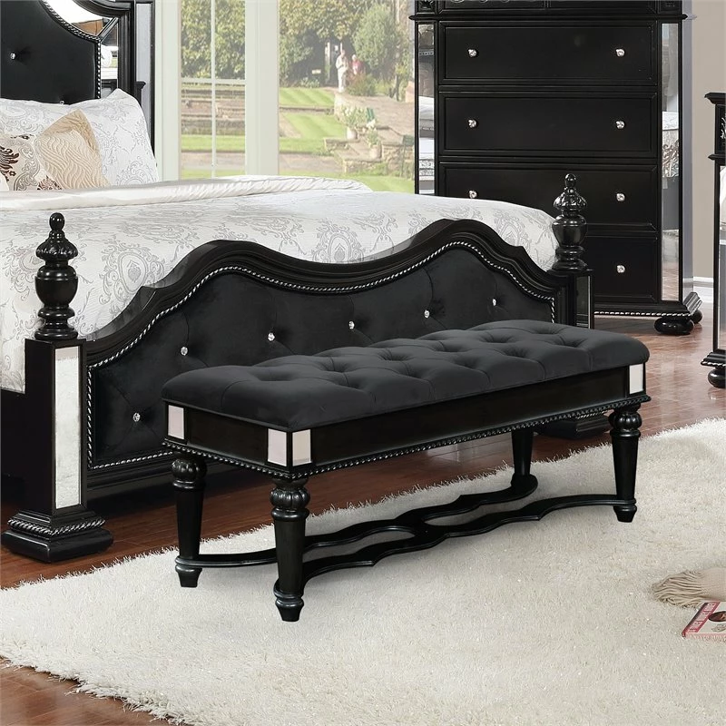 Best deal π Furniture Of America Viktoria Traditional Wood Tufted Bedroom Bench In Black π 2 Best deal π Furniture Of America Viktoria Traditional Wood Tufted Bedroom Bench In Black π - Image 2