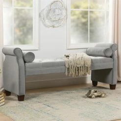 Cheap ⭐ Jennifer Taylor Home Jocelyn Tufted Roll Arm Entryway Bench Opal Grey 🧨 -Bedroom Benches Store 1871727 14 L