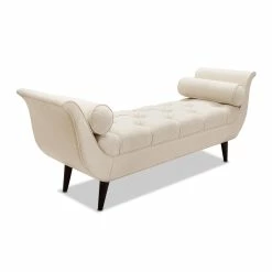 Cheapest 🎁 Jennifer Taylor Home Alma Tufted Flared Arm Entryway Bench Cream Polyester 👏 -Bedroom Benches Store 1871734 14 L