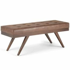 Best reviews of β€οΈ Simpli Home Pierce 48 In. W Mid Century Ottoman Bench In Distressed Umber Brown Faux Leather π