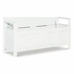 Hot Sale 🧨 Riverbay Furniture Transitional Wood Storage Bench In White Finish 🎉