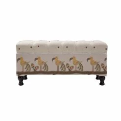 Deals 🌟 Brika Home Tufted Entryway Storage Bench In Ivory And Brown 🎁 -Bedroom Benches Store 1901589 30 L