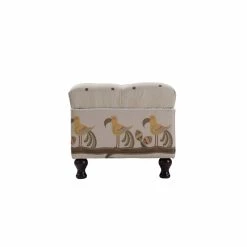 Deals 🌟 Brika Home Tufted Entryway Storage Bench In Ivory And Brown 🎁 -Bedroom Benches Store 1901589 35 L