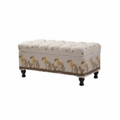 Deals 🌟 Brika Home Tufted Entryway Storage Bench In Ivory And Brown 🎁