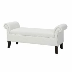 Promo π Brika Home Roll Arm Entryway Accent Bench In Bright White π