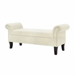 Promo β¨ Brika Home Roll Arm Entryway Accent Bench In Sky Neutral βοΈ