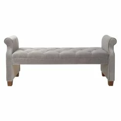 Coupon 💯 Brika Home Tufted Roll Arm Entryway Bench In Opal Gray 💯 -Bedroom Benches Store 1901722 8 L