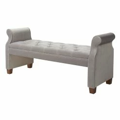 Coupon 💯 Brika Home Tufted Roll Arm Entryway Bench In Opal Gray 💯
