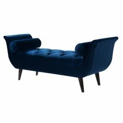 Best Pirce β¨ Brika Home Tufted Flare Arm Entryway Bench In Navy Blue π