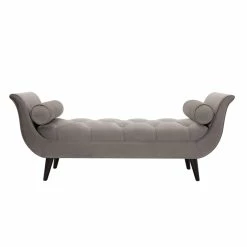 Buy 💯 Brika Home Tufted Flare Arm Entryway Bench In Opal Gray 😉 -Bedroom Benches Store 1901727 3 L
