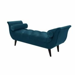 New π Brika Home Tufted Flare Arm Entryway Bench In Satin Teal π―