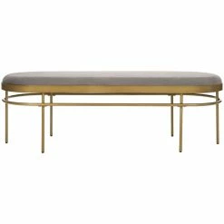 Outlet 🔔 Safavieh Sylva Velvet Bedroom Bench In Gray And Gold 😉 -Bedroom Benches Store 1905925 2 L