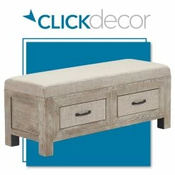 Best Sale 💯 Truly Home ClickDecor Cottage Upholstered Storage Bench Weathered Ash 💯
