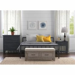 Best Sale 💯 Truly Home ClickDecor Cottage Upholstered Storage Bench Weathered Ash 💯 -Bedroom Benches Store 1906809 11 L
