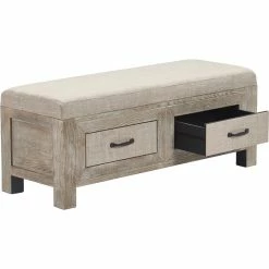 Best Sale 💯 Truly Home ClickDecor Cottage Upholstered Storage Bench Weathered Ash 💯 -Bedroom Benches Store 1906809 5 L