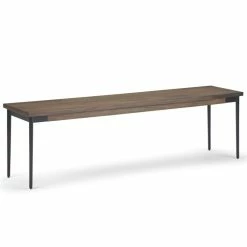 Deals ❤️ Simpli Home Stockton 63" Modern Industrial Solid Wood Bench In Warm Medium Brown 👍