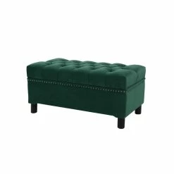 Deals ✨ Brika Home Tufted Storage Bench In Evergreen ⌛