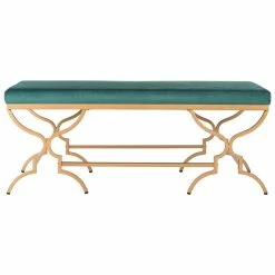 Coupon 🥰 Safavieh Juliet Upholstered Bench In Emerald And Gold ❤️ -Bedroom Benches Store 1936092 2 L