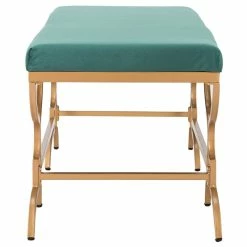 Coupon 🥰 Safavieh Juliet Upholstered Bench In Emerald And Gold ❤️ -Bedroom Benches Store 1936092 3 L