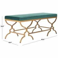Coupon 🥰 Safavieh Juliet Upholstered Bench In Emerald And Gold ❤️ -Bedroom Benches Store 1936092 7 L