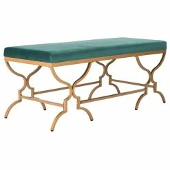 Coupon 🥰 Safavieh Juliet Upholstered Bench In Emerald And Gold ❤️