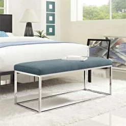 Best deal π₯ Modway Anticipate Velvet Bench In Sea Blue And Silver π 9 Best deal π₯ Modway Anticipate Velvet Bench In Sea Blue And Silver π -Bedroom Benches Store 1945164 4 L