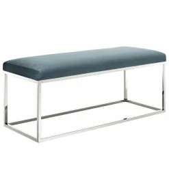 Best deal π₯ Modway Anticipate Velvet Bench In Sea Blue And Silver π